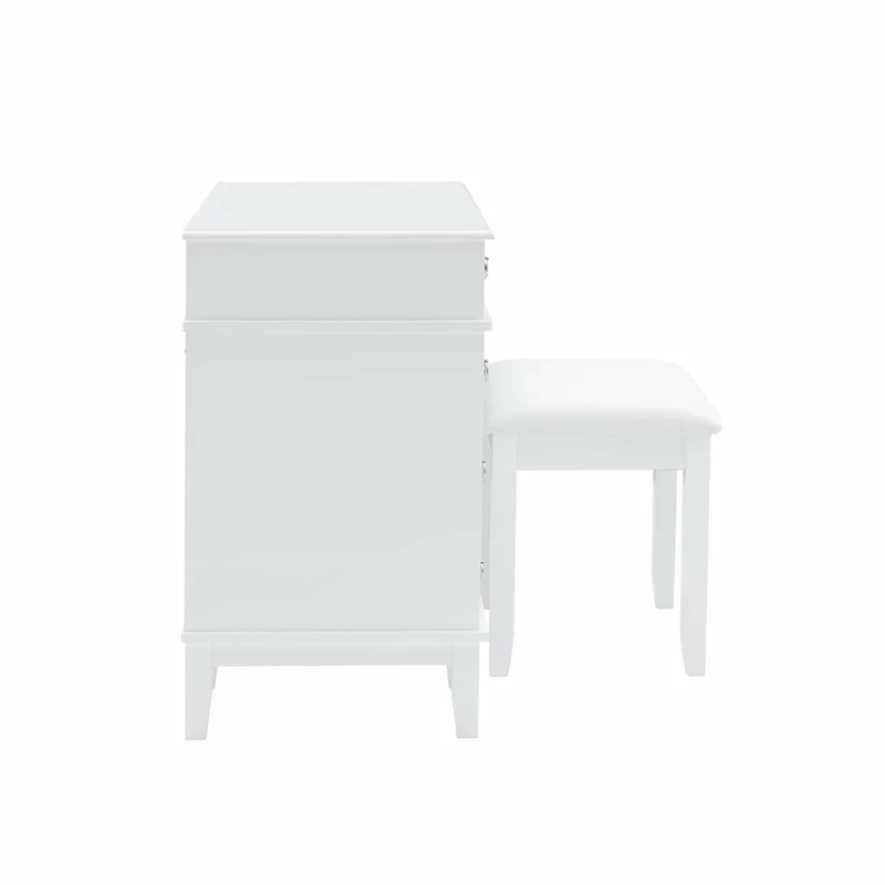 Coupon π Linon Eva Wood And Mirrored Vanity Set In White 𧨠5 Coupon π Linon Eva Wood And Mirrored Vanity Set In White 𧨠- Image 3