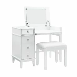 Coupon π Linon Eva Wood And Mirrored Vanity Set In White 𧨠32 Coupon π Linon Eva Wood And Mirrored Vanity Set In White 𧨠-Living Room Sales Shop 1598702 45 L