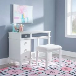 Coupon π Linon Eva Wood And Mirrored Vanity Set In White 𧨠40 Coupon π Linon Eva Wood And Mirrored Vanity Set In White 𧨠-Living Room Sales Shop 1598702 53 L