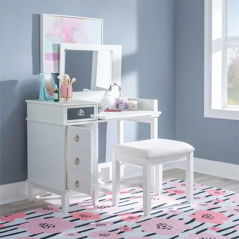 Coupon π Linon Eva Wood And Mirrored Vanity Set In White 𧨠20 Coupon π Linon Eva Wood And Mirrored Vanity Set In White 𧨠- Image 18