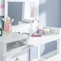Coupon π Linon Eva Wood And Mirrored Vanity Set In White 𧨠46 Coupon π Linon Eva Wood And Mirrored Vanity Set In White 𧨠-Living Room Sales Shop 1598702 59 L