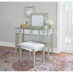 Cheap ๐ Linon Madison Wood Makeup Vanity Set In Silver ๐ฏ 42 Cheap ๐ Linon Madison Wood Makeup Vanity Set In Silver ๐ฏ -Living Room Sales Shop 1814232 22 L