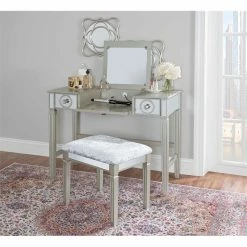 Cheap ๐ Linon Madison Wood Makeup Vanity Set In Silver ๐ฏ 43 Cheap ๐ Linon Madison Wood Makeup Vanity Set In Silver ๐ฏ -Living Room Sales Shop 1814232 23 L
