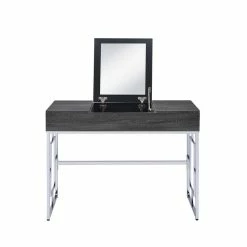 Brand new 💯 ACME Furniture Saffron Vanity Desk In Chrome And Black 🌟 -Living Room Sales Shop 1831331 5 L