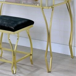 Cheap ✨ Furniture Of America Klarissa Contemporary Metal Vanity Set In Champagne ✔️ -Living Room Sales Shop 1838899 5 L