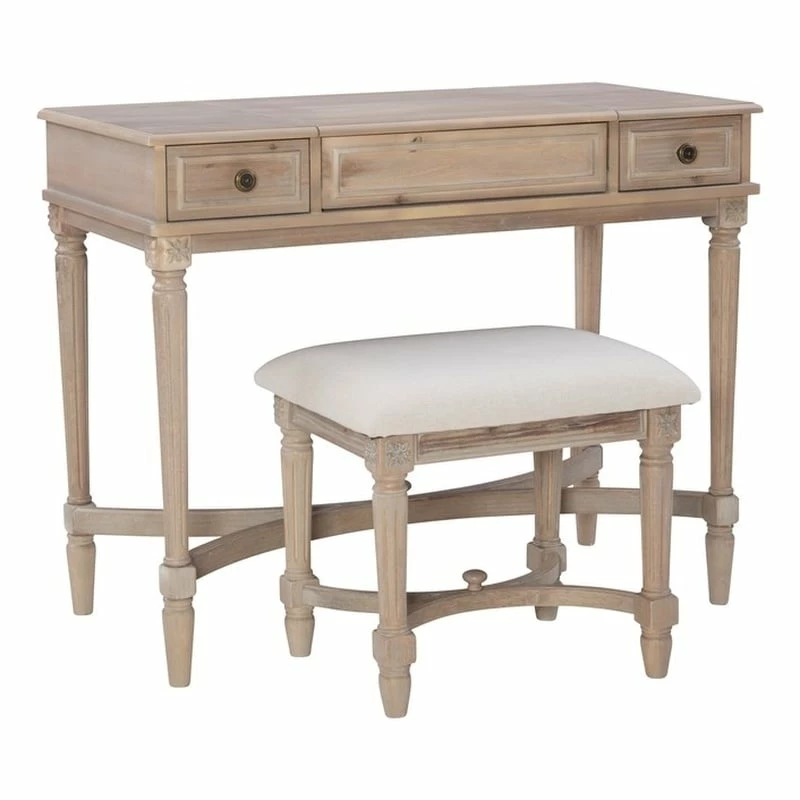 Outlet π― Linon Cyndi Wood Vanity Set In Gray Wash π 3 Outlet π― Linon Cyndi Wood Vanity Set In Gray Wash π