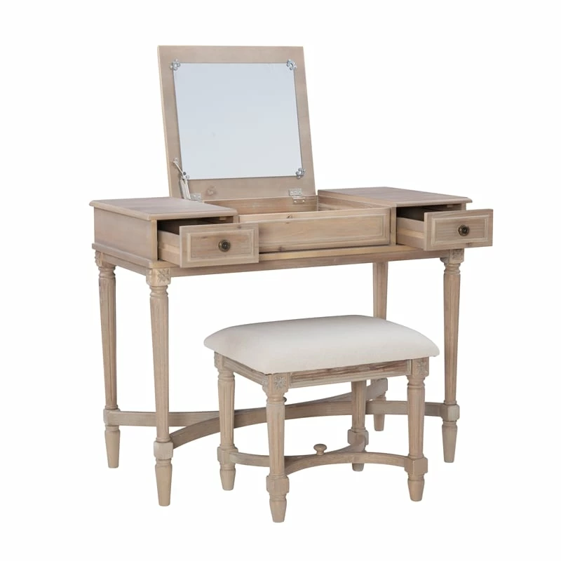 Outlet π― Linon Cyndi Wood Vanity Set In Gray Wash π 12 Outlet π― Linon Cyndi Wood Vanity Set In Gray Wash π - Image 10
