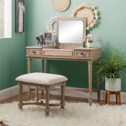 Outlet π― Linon Cyndi Wood Vanity Set In Gray Wash π 39 Outlet π― Linon Cyndi Wood Vanity Set In Gray Wash π -Living Room Sales Shop 1865237 30 L