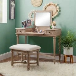 Outlet π― Linon Cyndi Wood Vanity Set In Gray Wash π 40 Outlet π― Linon Cyndi Wood Vanity Set In Gray Wash π -Living Room Sales Shop 1865237 31 L