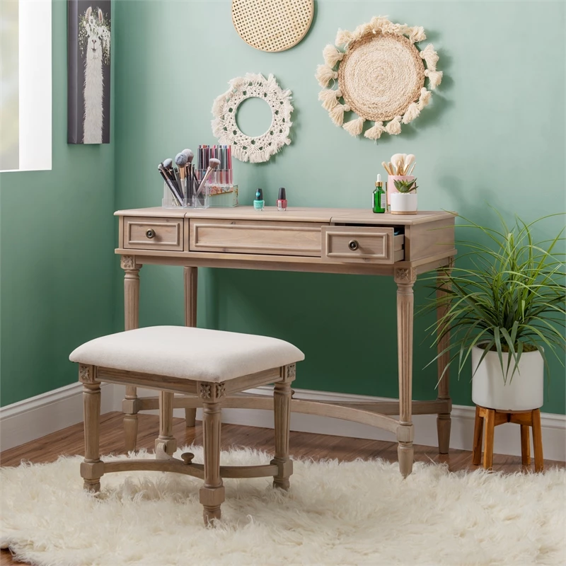 Outlet π― Linon Cyndi Wood Vanity Set In Gray Wash π 18 Outlet π― Linon Cyndi Wood Vanity Set In Gray Wash π - Image 16