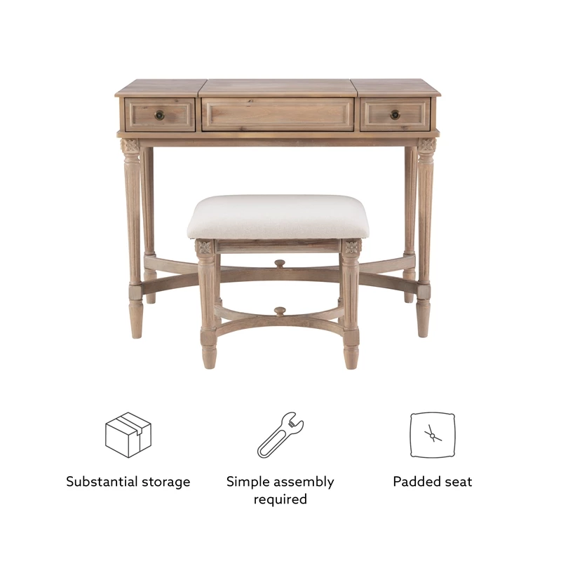 Outlet π― Linon Cyndi Wood Vanity Set In Gray Wash π 24 Outlet π― Linon Cyndi Wood Vanity Set In Gray Wash π - Image 22