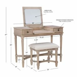 Outlet π― Linon Cyndi Wood Vanity Set In Gray Wash π 49 Outlet π― Linon Cyndi Wood Vanity Set In Gray Wash π -Living Room Sales Shop 1865237 45 L