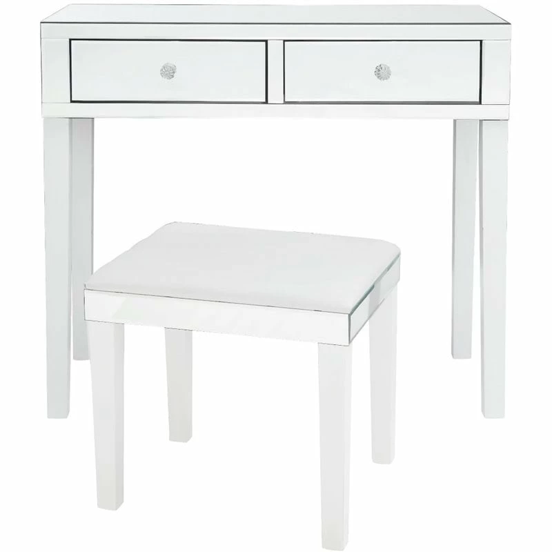 New โค๏ธ Posh Living Caleb 2-Drawer Mirrored Bedroom Vanity With Stool In White ๐ 5 New โค๏ธ Posh Living Caleb 2-Drawer Mirrored Bedroom Vanity With Stool In White ๐ - Image 3