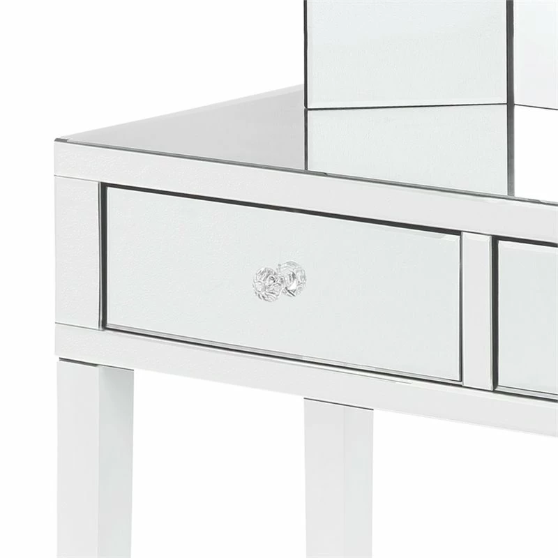 New โค๏ธ Posh Living Caleb 2-Drawer Mirrored Bedroom Vanity With Stool In White ๐ 7 New โค๏ธ Posh Living Caleb 2-Drawer Mirrored Bedroom Vanity With Stool In White ๐ - Image 5