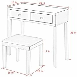 New โค๏ธ Posh Living Caleb 2-Drawer Mirrored Bedroom Vanity With Stool In White ๐ 13 New โค๏ธ Posh Living Caleb 2-Drawer Mirrored Bedroom Vanity With Stool In White ๐ -Living Room Sales Shop 1890233 5 L