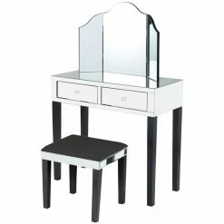 Living Room Sales Shop 20 Coupon ๐คฉ Posh Living Caleb 2-Drawer Bedroom Vanity Set With Stool And Mirror In Black ๐
