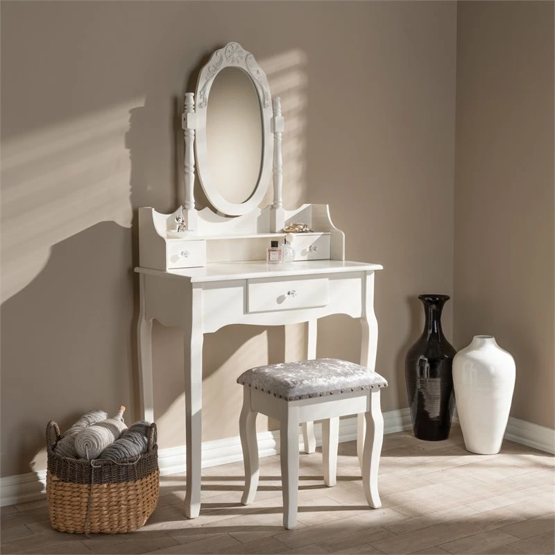 Top 10 ๐ Baxton Studio Veronique White Finished Wood 2-Piece Vanity Table ๐ 6 Top 10 ๐ Baxton Studio Veronique White Finished Wood 2-Piece Vanity Table ๐ - Image 4