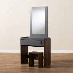 Buy ๐ Baxton Studio Rikke Modern Wood Vanity With Stool In Gray And Walnut ๐งจ 13 Buy ๐ Baxton Studio Rikke Modern Wood Vanity With Stool In Gray And Walnut ๐งจ -Living Room Sales Shop 1917721 2 L