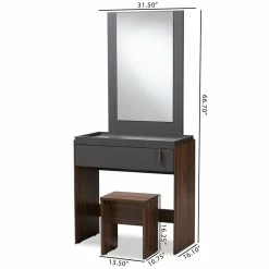 Buy ๐ Baxton Studio Rikke Modern Wood Vanity With Stool In Gray And Walnut ๐งจ 15 Buy ๐ Baxton Studio Rikke Modern Wood Vanity With Stool In Gray And Walnut ๐งจ -Living Room Sales Shop 1917721 4 L