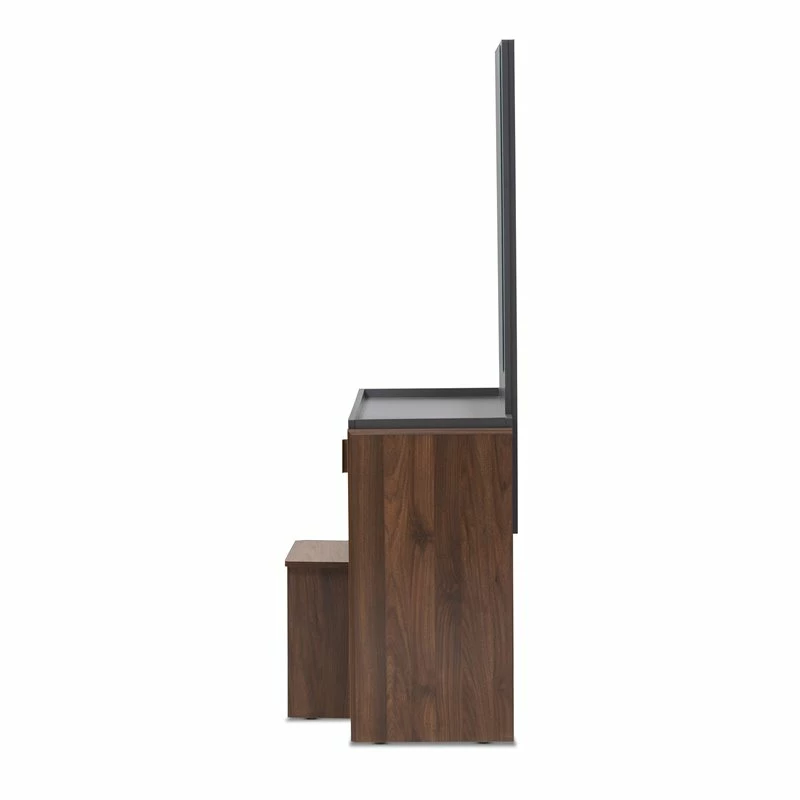 Buy ๐ Baxton Studio Rikke Modern Wood Vanity With Stool In Gray And Walnut ๐งจ 10 Buy ๐ Baxton Studio Rikke Modern Wood Vanity With Stool In Gray And Walnut ๐งจ - Image 8