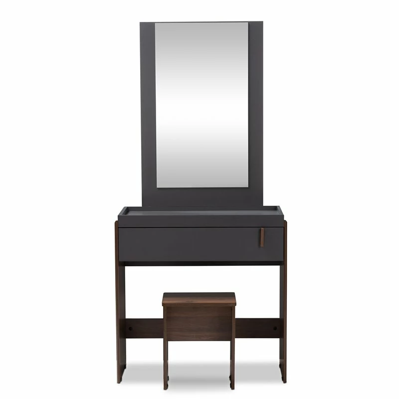 Buy ๐ Baxton Studio Rikke Modern Wood Vanity With Stool In Gray And Walnut ๐งจ 11 Buy ๐ Baxton Studio Rikke Modern Wood Vanity With Stool In Gray And Walnut ๐งจ - Image 9