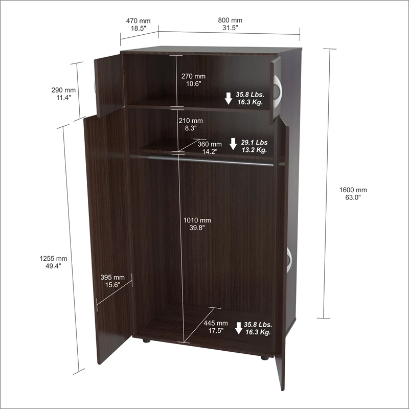 Brand new 🌟 Inval America Four Door Espresso Wardrobe Armoire 😉 8 Brand new 🌟 Inval America Four Door Espresso Wardrobe Armoire 😉 - Image 6
