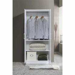 Cheapest ✨ Hodedah 2 Door Wooded Armoire With 4 Shelves In White Finish 🌟 -Living Room Sales Shop 1941264 3 L