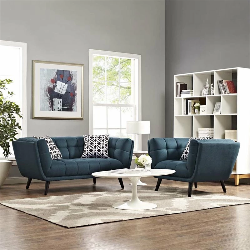 Promo ๐ Modway Bestow 2 Piece Chic Luxe Modern Sofa Set In Blue ๐ 4 Promo ๐ Modway Bestow 2 Piece Chic Luxe Modern Sofa Set In Blue ๐ - Image 2