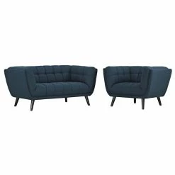 Promo ๐ Modway Bestow 2 Piece Chic Luxe Modern Sofa Set In Blue ๐
