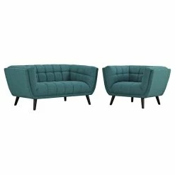 Discount โ Modway Bestow 2 Piece Chic Luxe Modern Sofa Set In Teal ๐