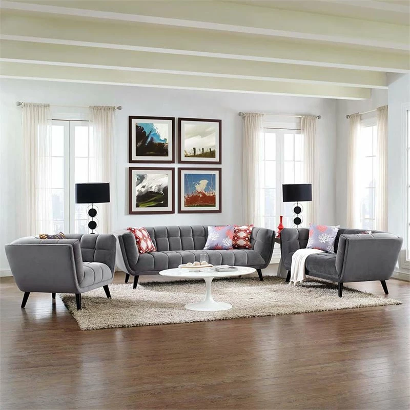 Hot Sale ⌛ Modway Bestow 2 Piece Chic Luxe Modern Velvet Sofa Set In Gray 💯 8 Hot Sale ⌛ Modway Bestow 2 Piece Chic Luxe Modern Velvet Sofa Set In Gray 💯 - Image 6