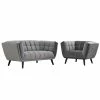 Hot Sale ⌛ Modway Bestow 2 Piece Chic Luxe Modern Velvet Sofa Set In Gray 💯 -Living Room Sales Shop 1945230 L