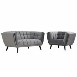 Hot Sale โ Modway Bestow 2 Piece Chic Luxe Modern Velvet Sofa Set In Gray ๐ฏ