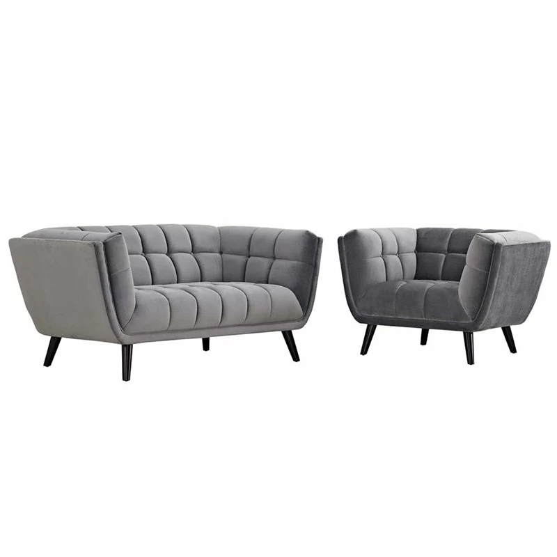 Hot Sale ⌛ Modway Bestow 2 Piece Chic Luxe Modern Velvet Sofa Set In Gray 💯 3 Hot Sale ⌛ Modway Bestow 2 Piece Chic Luxe Modern Velvet Sofa Set In Gray 💯