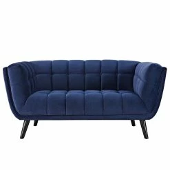 New 😉 Modway Bestow 2 Piece Chic Luxe Modern Velvet Sofa Set In Navy 🛒 -Living Room Sales Shop 1945231 2 L