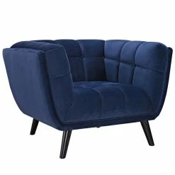 New 😉 Modway Bestow 2 Piece Chic Luxe Modern Velvet Sofa Set In Navy 🛒 -Living Room Sales Shop 1945231 3 L