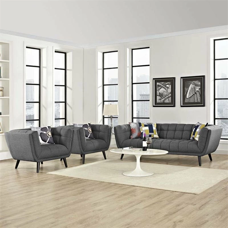 Outlet ๐ Modway Bestow 3 Piece Chic Luxe Modern Sofa Set In Gray ๐ฅฐ 4 Outlet ๐ Modway Bestow 3 Piece Chic Luxe Modern Sofa Set In Gray ๐ฅฐ - Image 2