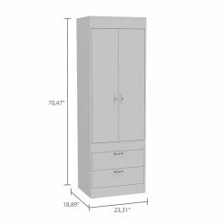 Cheap 👏 Tuhome Furniture Tuhome Lisboa 2 Drawer 2 Door Armoire In White ⭐ -Living Room Sales Shop 1976382 6 L