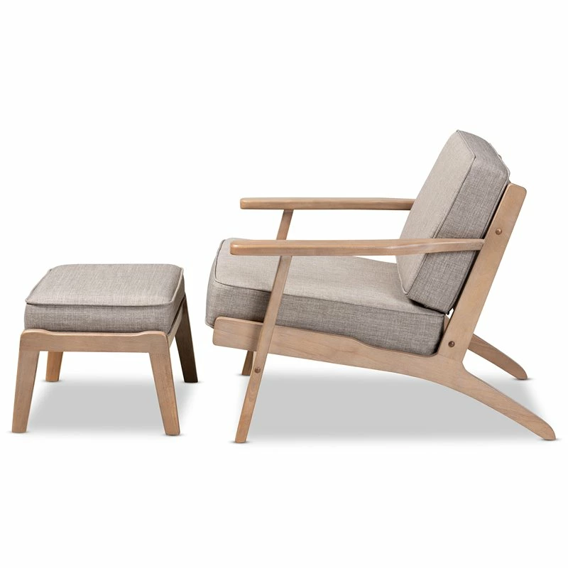 Best Sale π₯ Baxton Studio Sigrid Light Grey Upholstered Oak Wood Armchair And Ottoman Set π 4 Best Sale π₯ Baxton Studio Sigrid Light Grey Upholstered Oak Wood Armchair And Ottoman Set π - Image 2