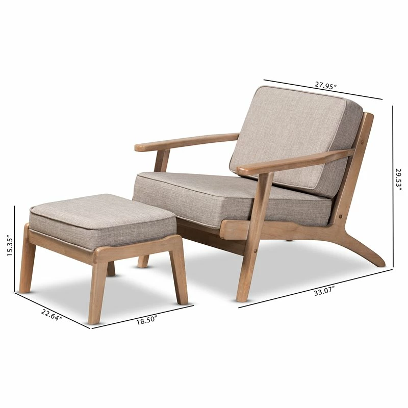 Best Sale π₯ Baxton Studio Sigrid Light Grey Upholstered Oak Wood Armchair And Ottoman Set π 5 Best Sale π₯ Baxton Studio Sigrid Light Grey Upholstered Oak Wood Armchair And Ottoman Set π - Image 3