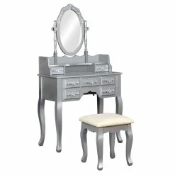Wholesale ๐ Furniture Of America Torri Wood 3-Piece Bedroom Vanity Set In Silver ๐ฅฐ