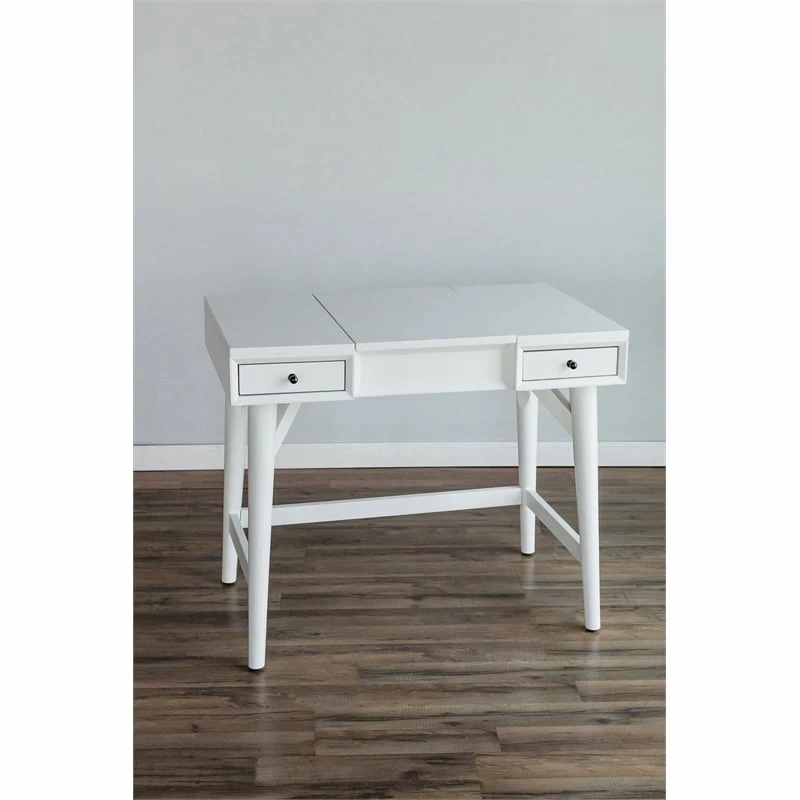 Wholesale 💯 Alpine Furniture Flynn Wood Bedroom Vanity In White ❤️ 3 Wholesale 💯 Alpine Furniture Flynn Wood Bedroom Vanity In White ❤️