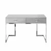 Best Sale 🛒 Posh Living Mano 2-Drawers Stainless Steel Base Bedroom Vanity Light Gray/Chrome 🎉
