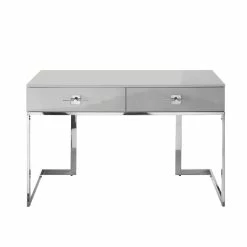 Best Sale 🛒 Posh Living Mano 2-Drawers Stainless Steel Base Bedroom Vanity Light Gray/Chrome 🎉