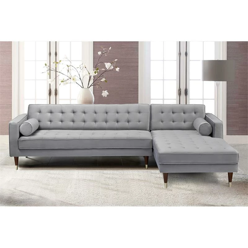 Brand new π Allora Velvet Mid Century Modern Right Sectional Sofa In Gray π 4 Brand new π Allora Velvet Mid Century Modern Right Sectional Sofa In Gray π - Image 2