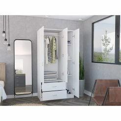 Flash Sale 😀 Bowery Hill 3 Door Armoire In White 🤩 -Living Room Sales Shop 2128789 2128790 L