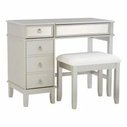 Living Room Sales Shop 40 Discount ๐ Linon Eva Wood And Mirrored Vanity Set In Silver ๐