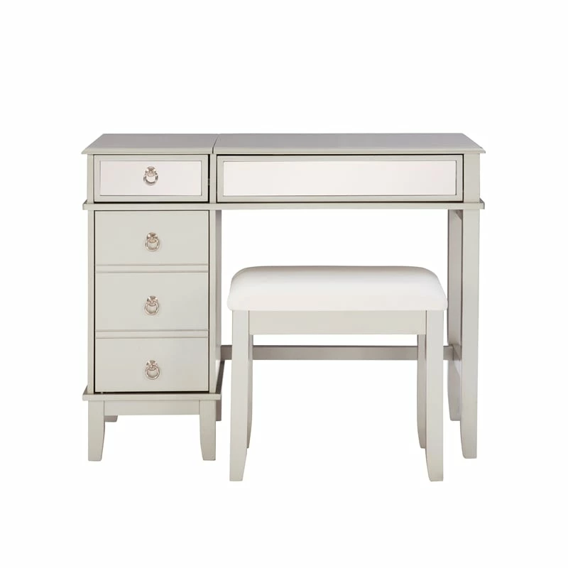 Discount ๐ Linon Eva Wood And Mirrored Vanity Set In Silver ๐ 4 Discount ๐ Linon Eva Wood And Mirrored Vanity Set In Silver ๐ - Image 2