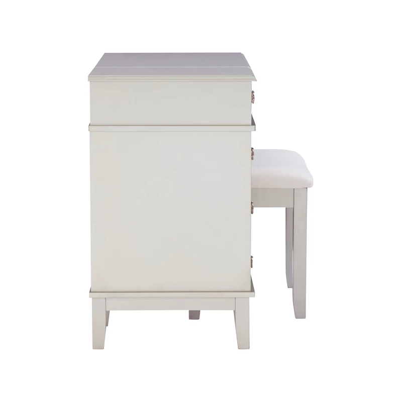 Discount ๐ Linon Eva Wood And Mirrored Vanity Set In Silver ๐ 5 Discount ๐ Linon Eva Wood And Mirrored Vanity Set In Silver ๐ - Image 3