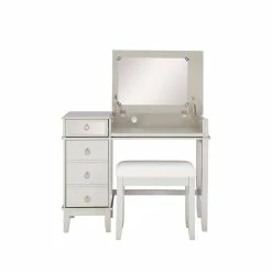 Discount ๐ Linon Eva Wood And Mirrored Vanity Set In Silver ๐ 35 Discount ๐ Linon Eva Wood And Mirrored Vanity Set In Silver ๐ -Living Room Sales Shop 2141830 24 L